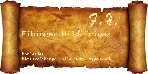 Fibinger Hiláriusz névjegykártya